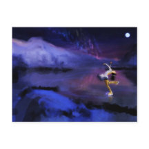 Patinaje bajo la tarjeta postal de las luces del n