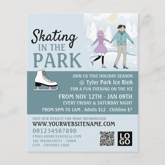 Patinaje en el parque, publicidad de pista de hiel (Frente)