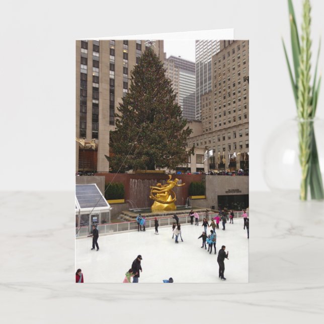 Patinaje helado en Nueva York Navidad foto de vaca (Anverso)