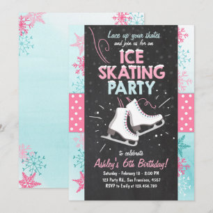 Patinaje sobre hielo Invitación al cumpleaños Skat