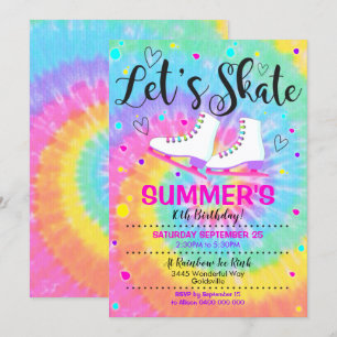 Patinaje sobre hielo Tie Dye Invitación Fiesta de