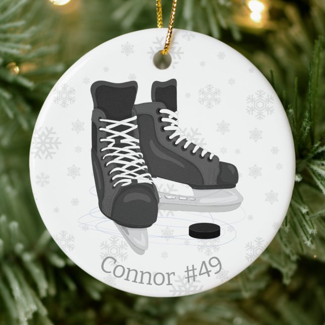 Patines de hockey Monograma Ornamento de Navidad (Subido por el creador)