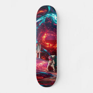 Patineta Astronauta En Un Planeta Y Su Cohete