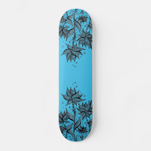 Patineta Azul con Diseño de Flor Lineal Abstracta