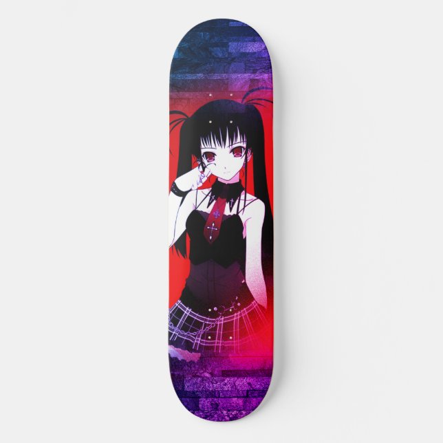 Patineta chica de anime de color de fondo (Anverso)