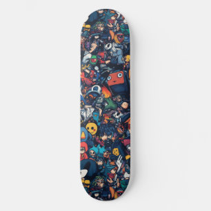 Patineta con diseño fresco de anime grafiti