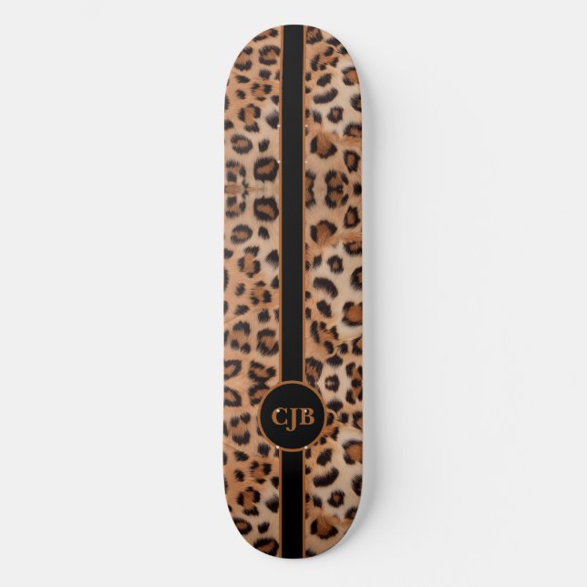 Patineta con estampado de leopardo feroz y audaz (Anverso)