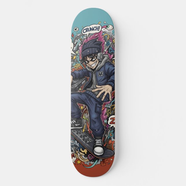 Patineta con grafitis (Anverso)