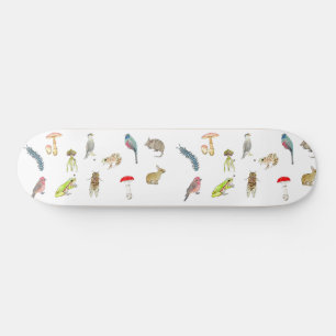 Patineta con ilustraciones de naturaleza 