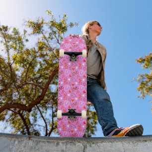 Patineta Corazones de Amor Garabateados de Rosa