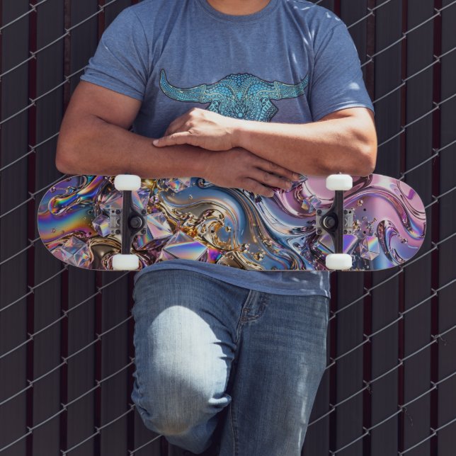 Patineta cromada holográfica arcoíris (Exterior 3)