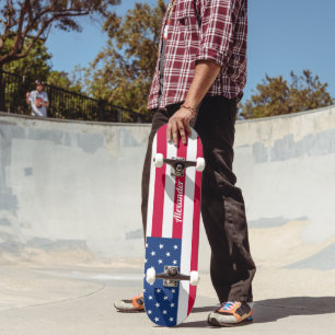 Patineta de bandera estadounidense personalizada