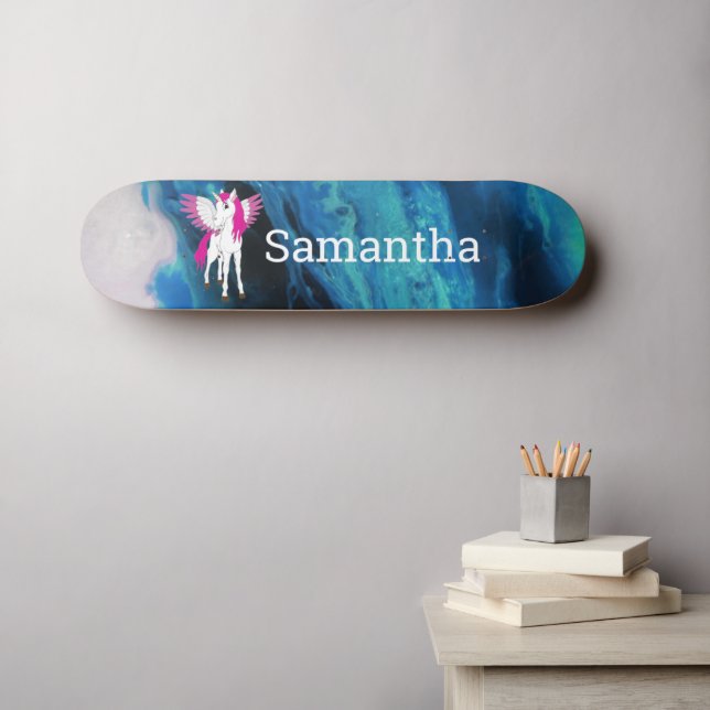 Patineta de la ala blanca Unicornio (Arte de pared (horz))