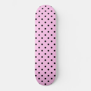 Patineta de lunares rosa claro y negro
