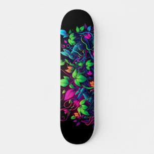 Patineta de patrón de graffiti de luz negra