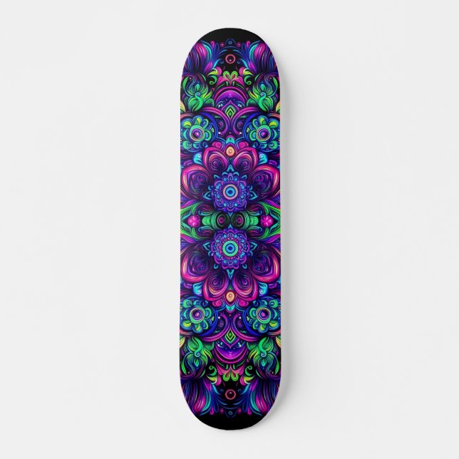 Patineta de patrón de graffiti de luz negra (Anverso )