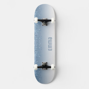 Patineta de Purpurina azul Girly con nombre