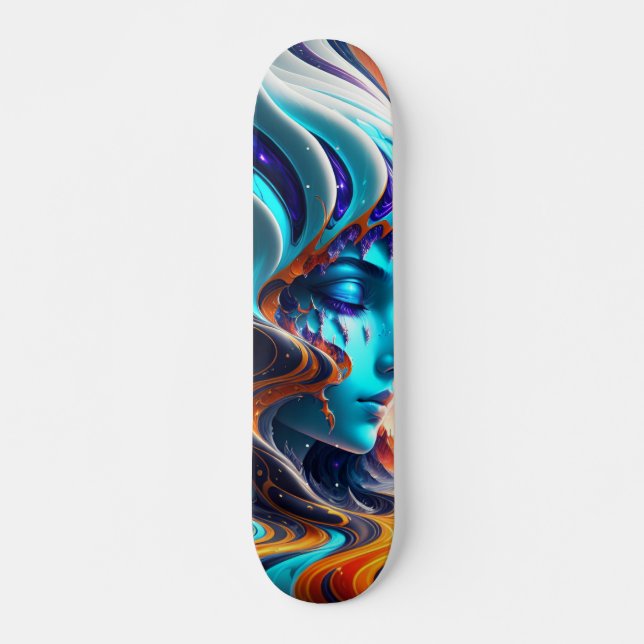 Patineta Mujer Azul y Abstracto (Anverso )