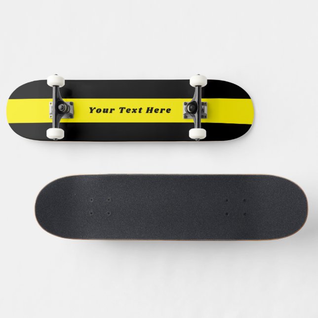 Patineta negra sólida con tu mensaje personalizado (Horz)