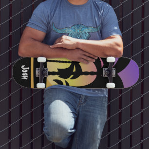Patineta Patrón Morado Negro Palmeras
