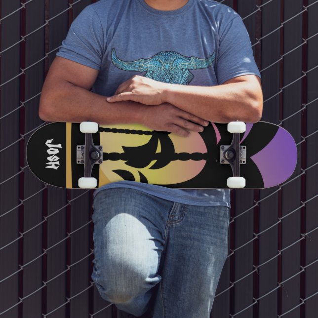 Patineta Patrón Morado Negro Palmeras (Exterior 3)