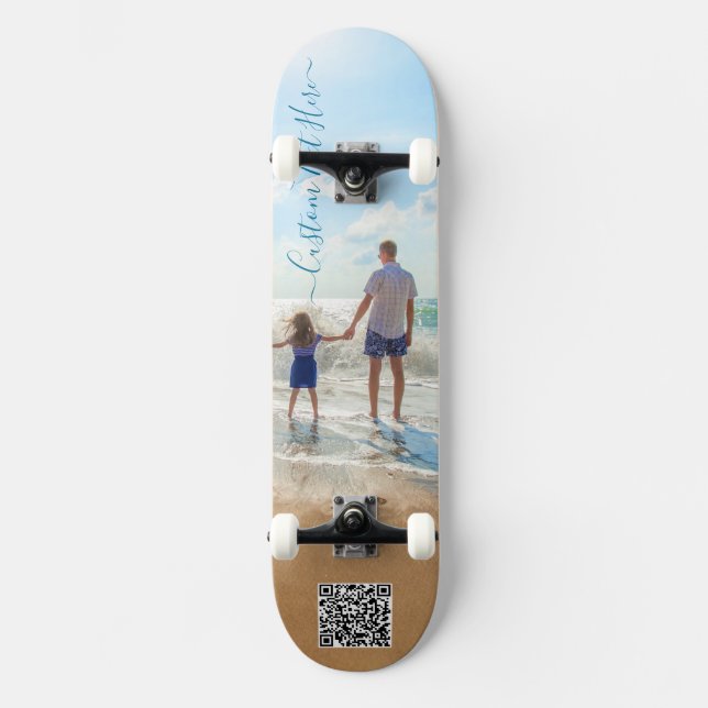 Patineta personalizada con foto y texto y código Q (Anverso)