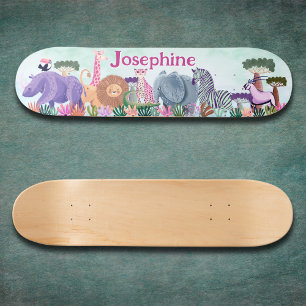 patineta personalizada de niña con animales de la 