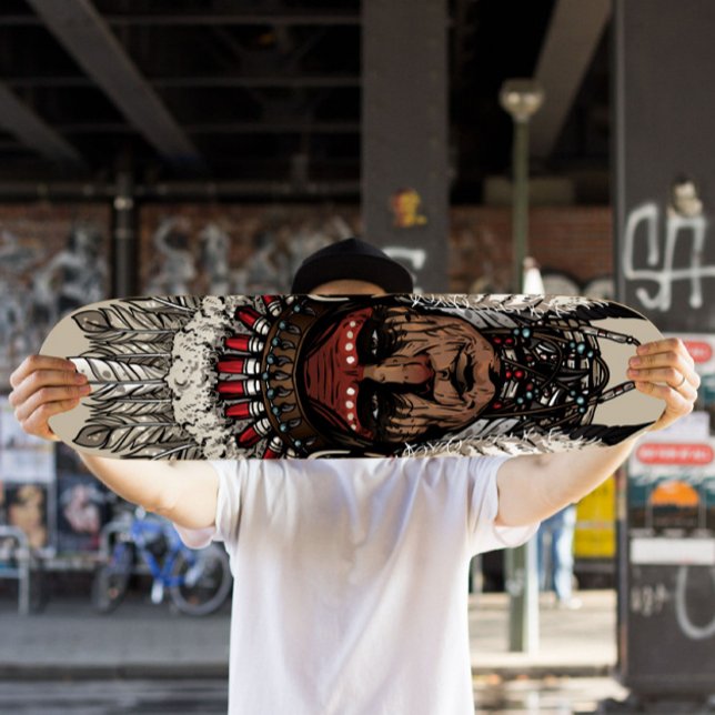 Patineta principal indígena nativo | Pista de pati (Native Indian Skateboard Deck)