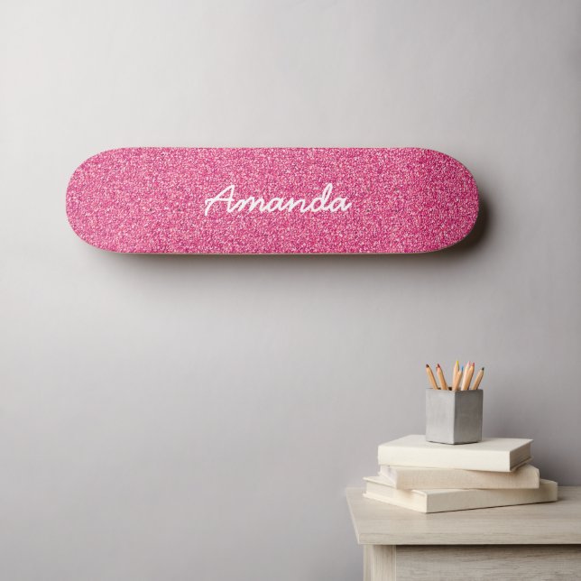 Patineta Purpurina Pink Caliente personalizada (Arte de pared (horz))