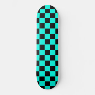 Patineta Retro Azul Cielo y Cuadros Negros