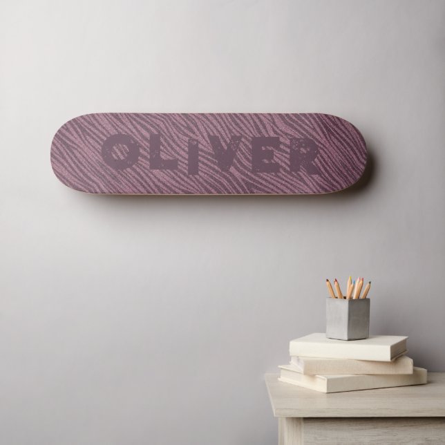 patineta rosa purpurina tiras de cebra con huella  (Arte de pared (horz))
