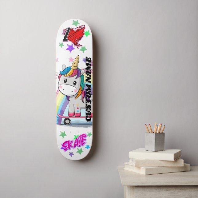 Patineta única de unicornio de personalizado (Arte de la pared)