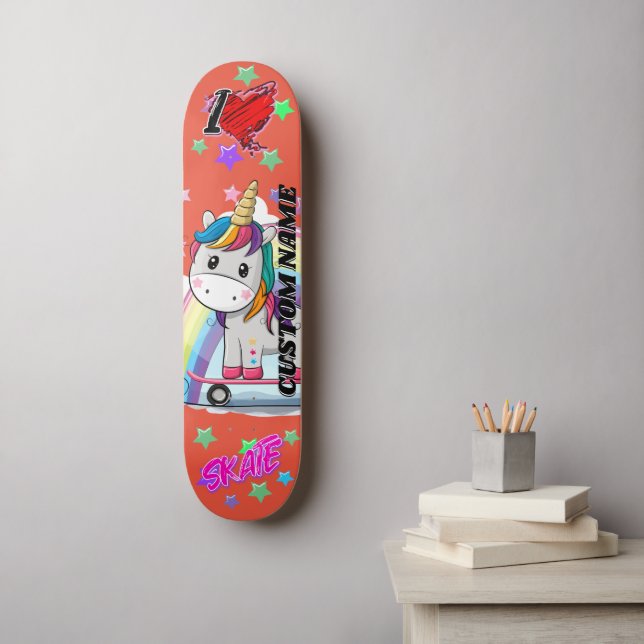 Patineta única de unicornio de personalizado (Arte de la pared)