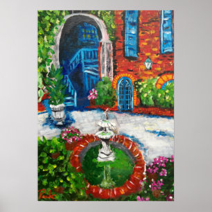 PATIO 20" de NEW ORLEANS x 28" POSTER del ARTE