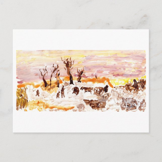 Patio de trabajo, postal rosa del cielo (Anverso)