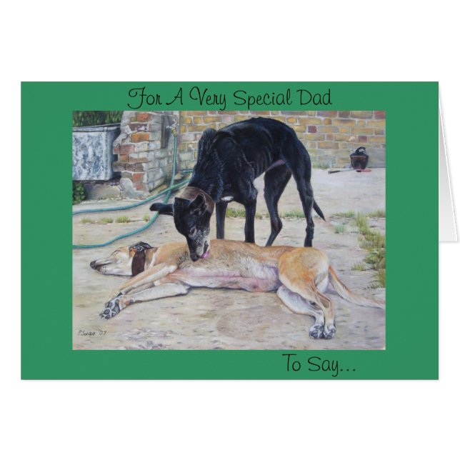 patio panorámico con perros galgo (Anverso (Horizontal))