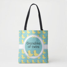 Patitos Amarillos en Bolsa Abuela de Gemelos Verde