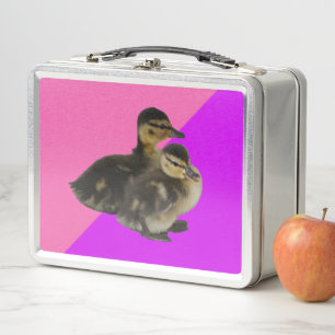 Patitos sobre sorbete de frambuesa rosa y púrpura