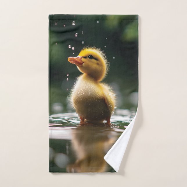 "Pato Adorable en la Lluvia  (Toalla de mano)