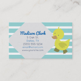 Pato amarillo lindo con las tarjetas de visita de