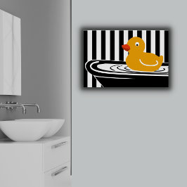 Pato Amarillo Nadando En La Bañera Póster