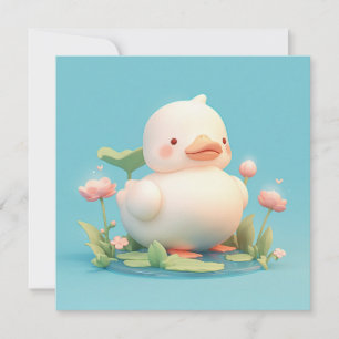 Pato blanco en estilo de arcilla 3D Floral Estanqu