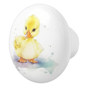 Pato de Bebé 2 Pomo de cerámica acuarela