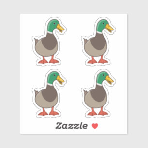 Pato de dibujos animados adorable 4 pegatinas