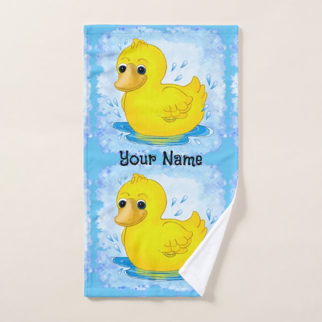 Pato de goma amarillo para baño  (Toalla de mano)