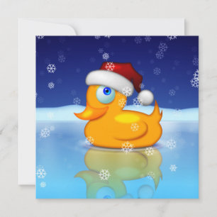 Pato de goma con tarjeta de vacaciones de Papá Noe