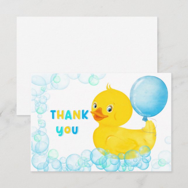 Pato de goma Niño Primer Cumpleaños Gracias (Anverso / Reverso)