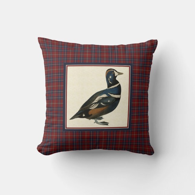Pato de Harlequin Vintage con almohada cuadrada de (Anverso)