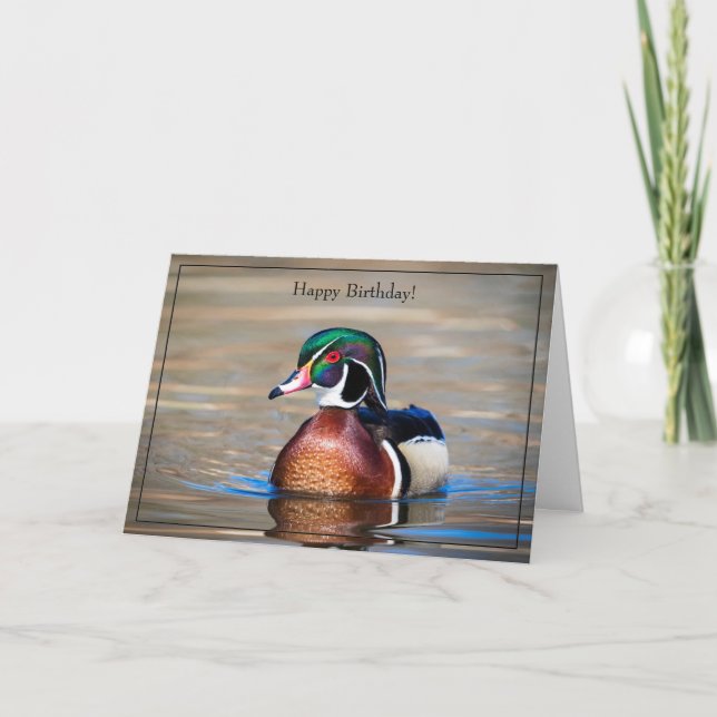 Pato de madera de la tarjeta de cumpleaños feliz (Anverso)
