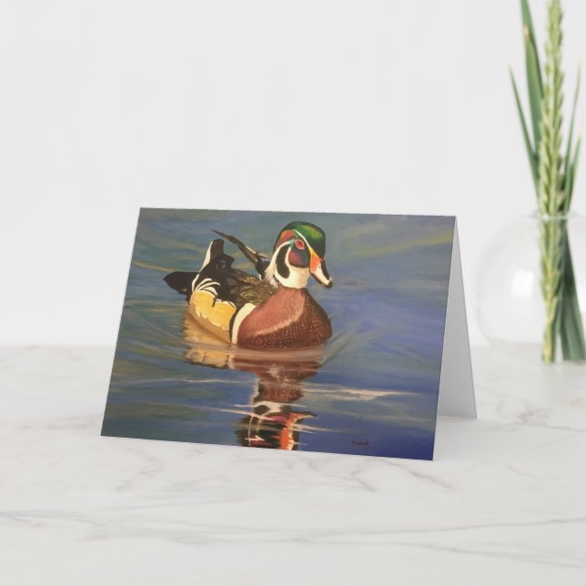Pato de madera en tarjeta de felicitación del (Anverso)